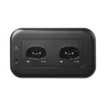 Shure MXWNDX2 networked charging station showing charging contacts and network connectivity details