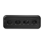 Shure MXWNDX4 networked charging station showing connection ports and control interface detail