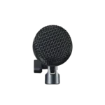Shure Nexadyne 2 supercardioid dynamic microphone positioned on kick drum in live performance setup