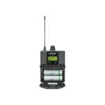 Shure P3RA premium wireless bodypack receiver showing front panel controls and display interface