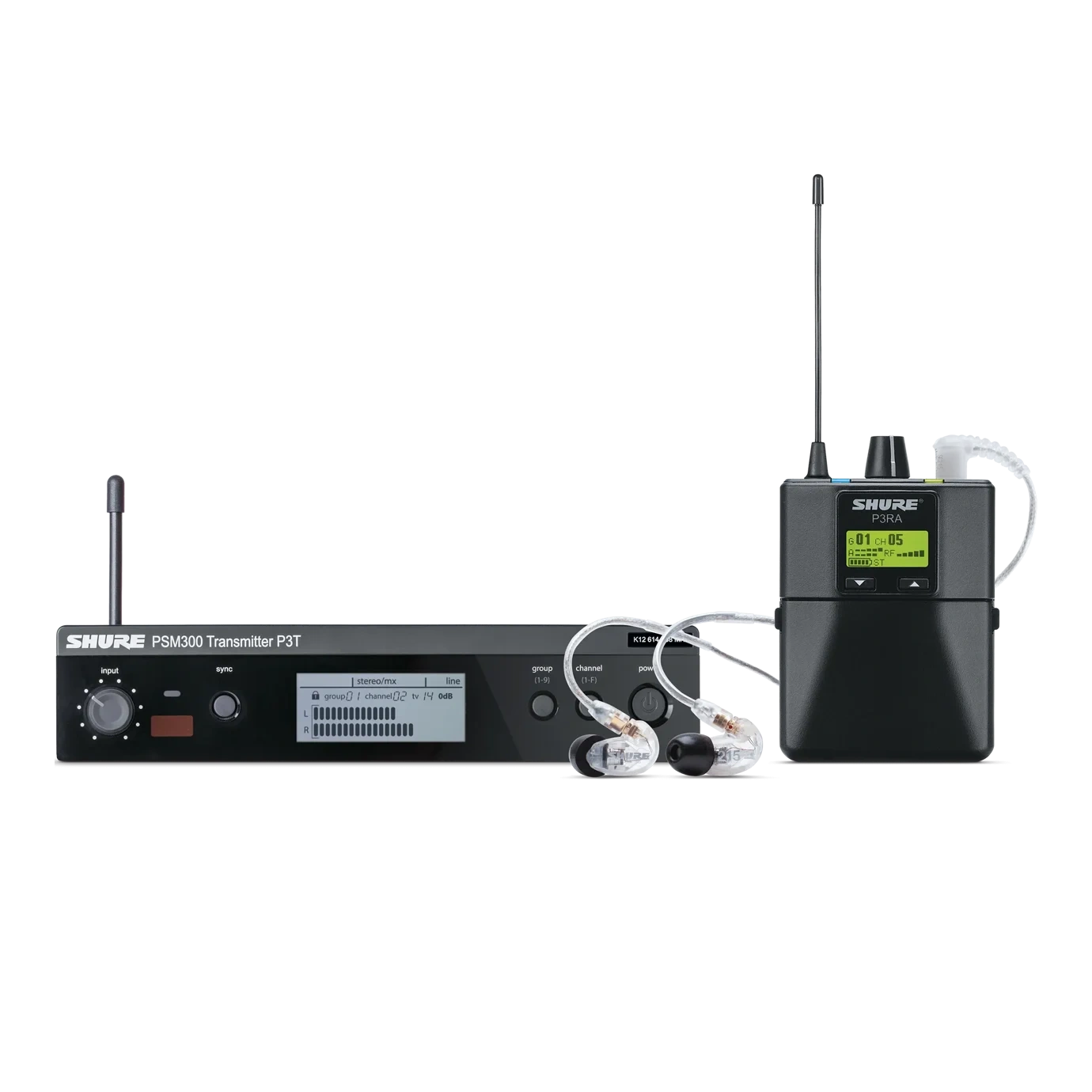 Shure P3TRA215CL Wireless Personal Monitor System Set Shure P3TRA215CL wireless personal monitor system with bodypack transmitter and earphone receiver