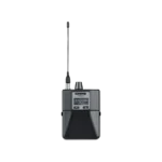 Shure P9RA+ bodypack receiver with belt clip and antenna, front view