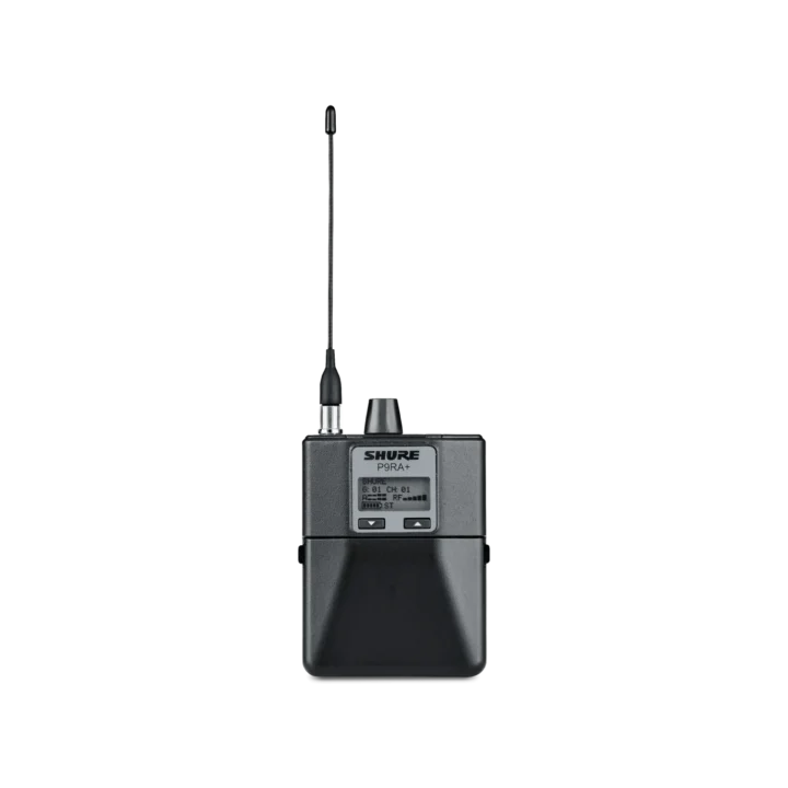 Shure P9RA+ wireless bodypack receiver with LCD display and antenna connector, G6 frequency band
