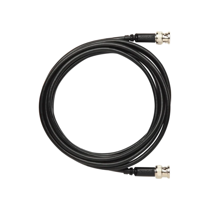 Shure PA725 coaxial cable with connectors displayed on white background