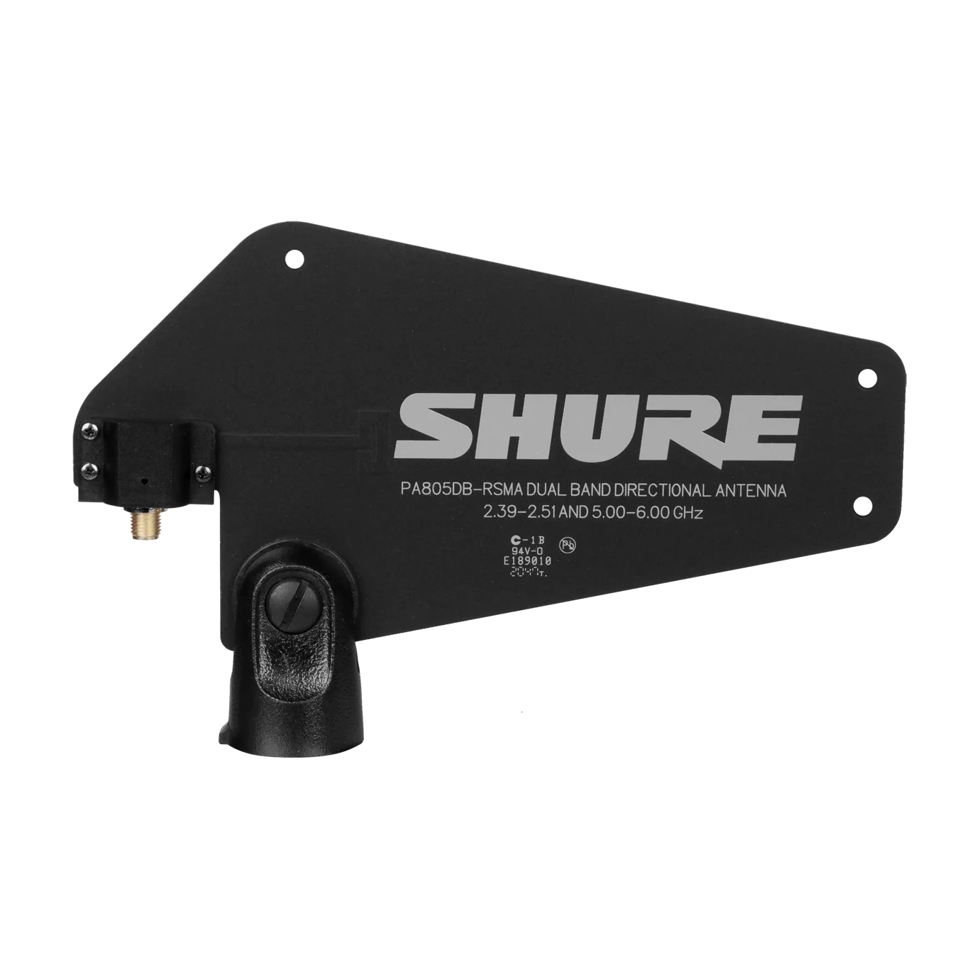 Shure PA805DB-RSMA Dual Band Directional Antenna Front View Shure PA805DB-RSMA passive dual band directional antenna with RSMA connector front profile