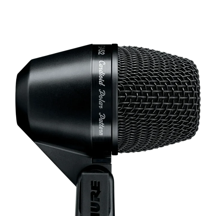 Shure PGA52 cardioid dynamic microphone with mesh grille and stand adapter for kick drum recording