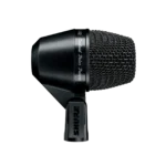Shure PGA52 cardioid dynamic microphone shown from side angle with XLR cable connection