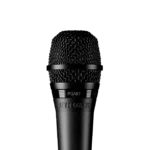 Shure PGA57 cardioid dynamic microphone with black finish and metal grille front view