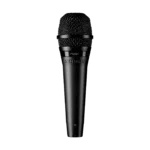 Shure PGA57 cardioid dynamic instrument microphone shown from side profile angle