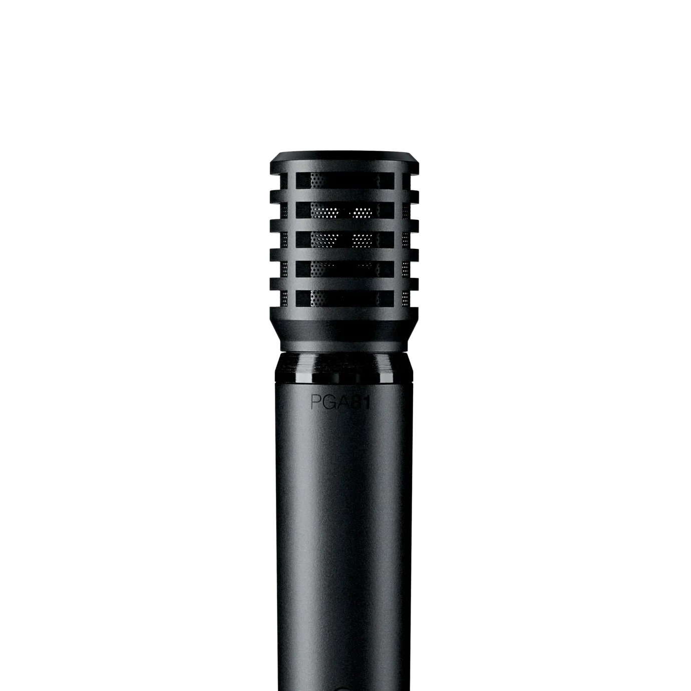 Shure PGA81 Cardioid Condenser Instrument Microphone Front Shure PGA81 cardioid condenser instrument microphone with XLR cable included, front view