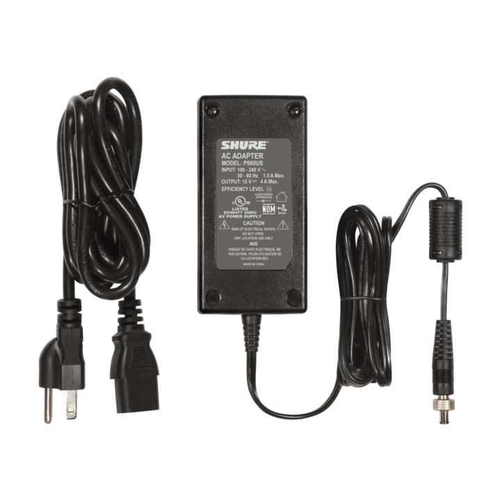 Shure PS60 power supply unit with front panel controls and connectors displayed