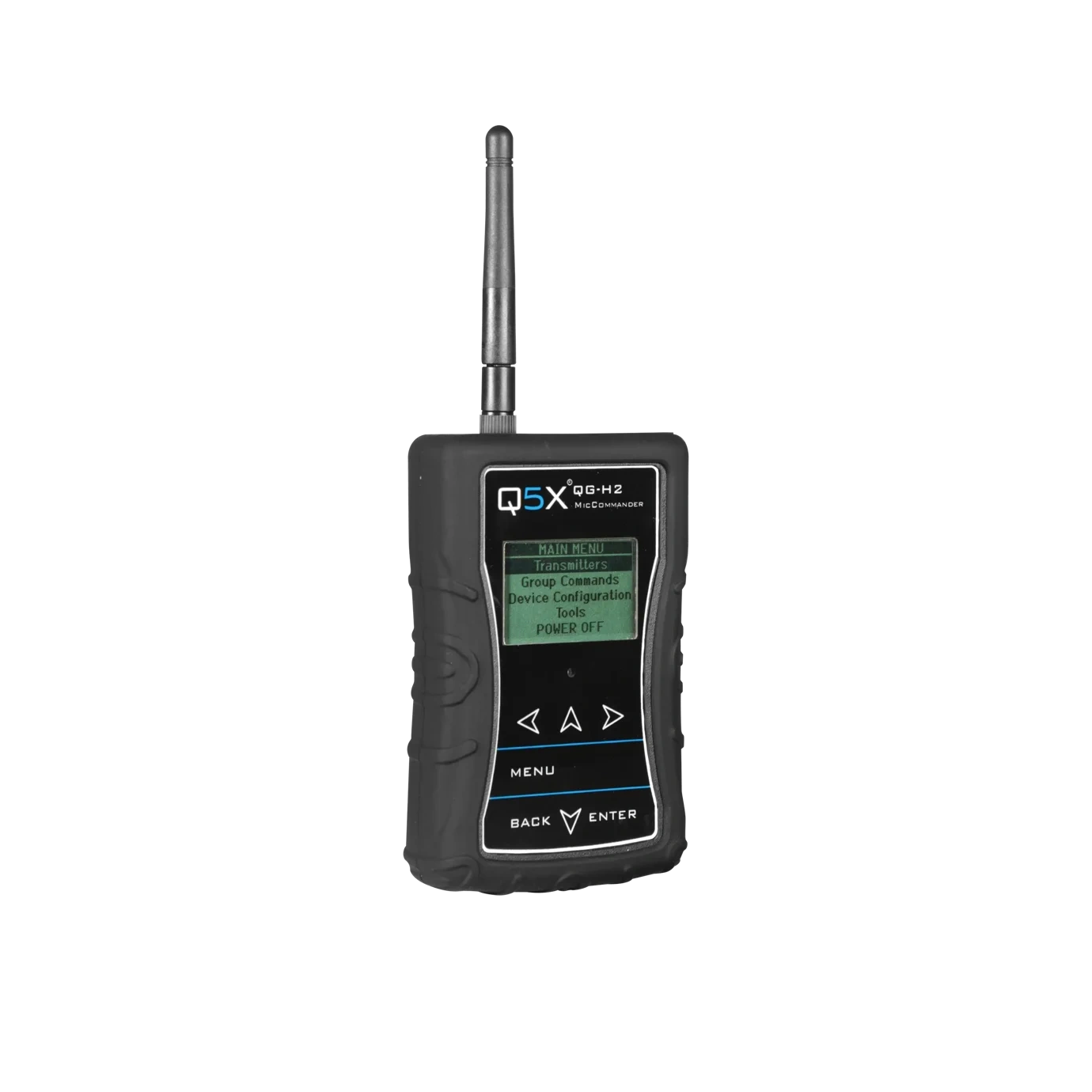 Shure Q5X MicCommander Wireless Microphone Controller Front Shure Q5X MicCommander wireless microphone controller with digital display and control buttons