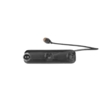 Shure Q5X PlayerMic wireless microphone shown from side profile with antenna and controls visible