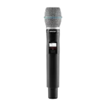 Shure QLXD2 handheld wireless microphone transmitter with Beta 87A capsule, front view