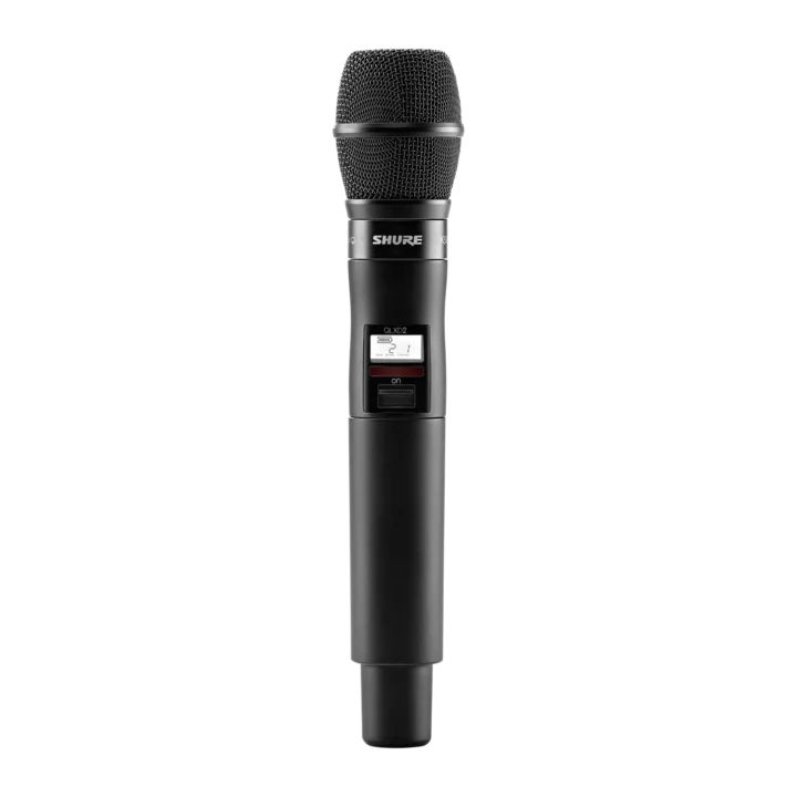 Shure QLXD2 KSM9HS wireless microphone transmitter with KSM9HS capsule, front view
