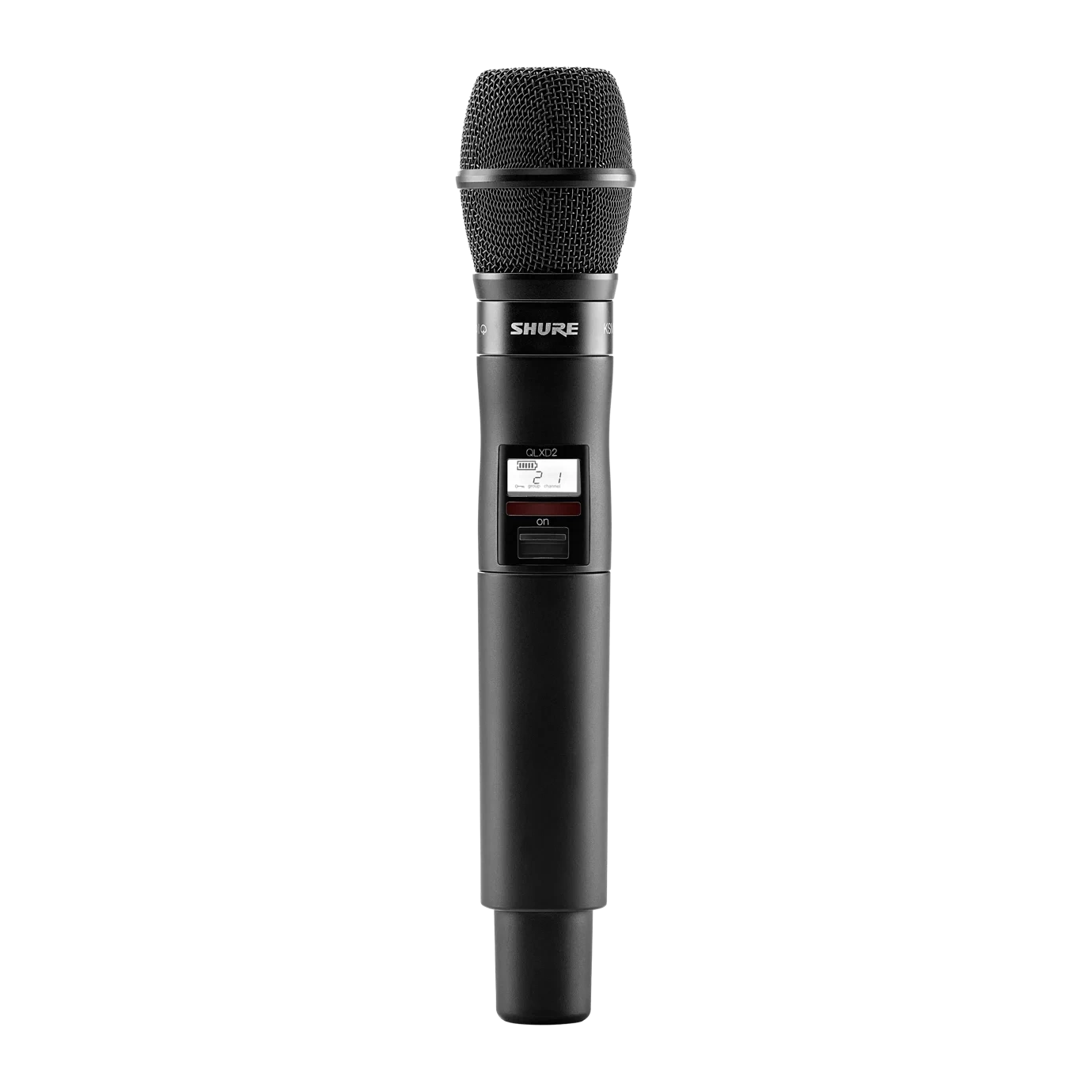 Shure QLXD2 KSM9HS Wireless Microphone Transmitter Shure QLXD2 KSM9HS wireless microphone transmitter with KSM9HS capsule, front view