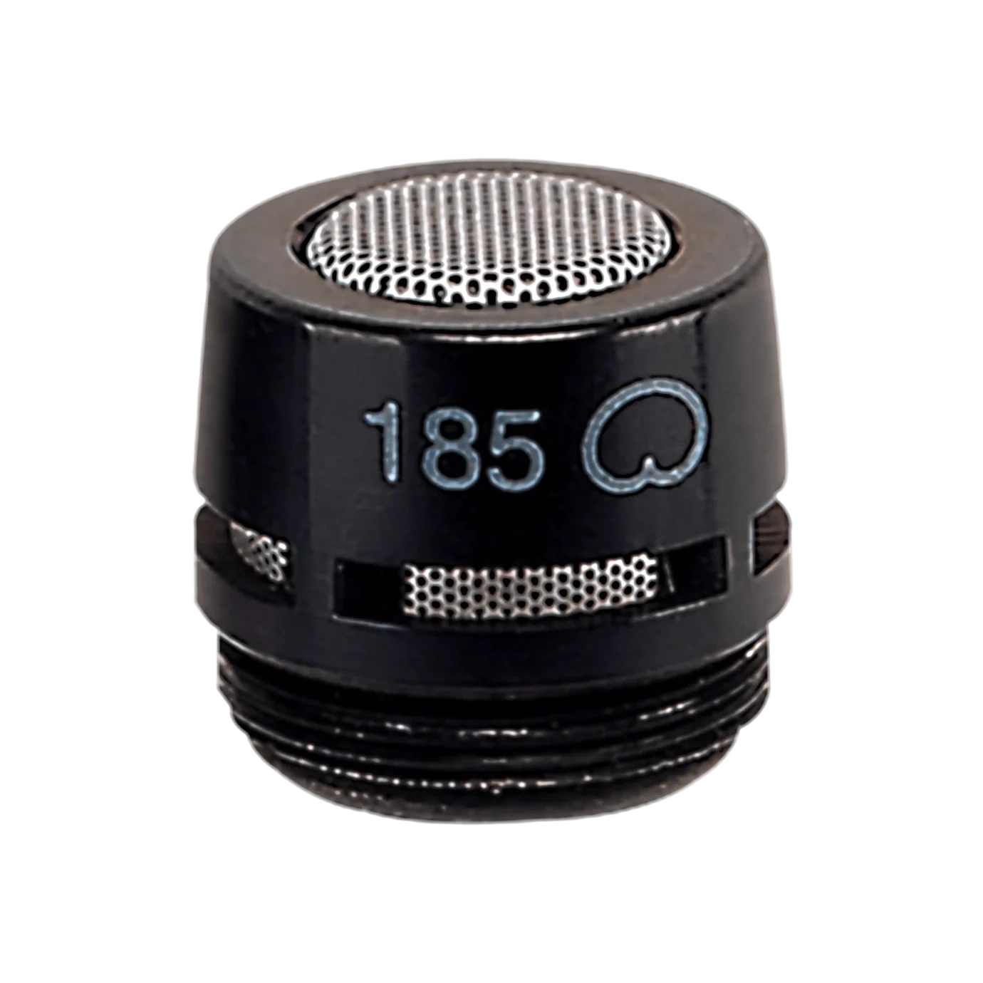 Shure R185 Cardioid Cartridge Black Front View Shure R185 cardioid cartridge with black housing and replacement stylus assembly