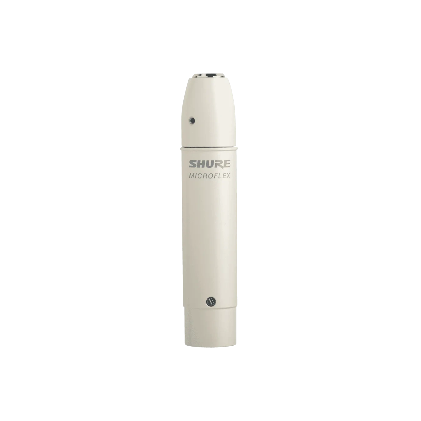 Shure RK100PK In-Line Preamplifier White Front View Shure RK100PK white in-line preamplifier with XLR connectors and gain control