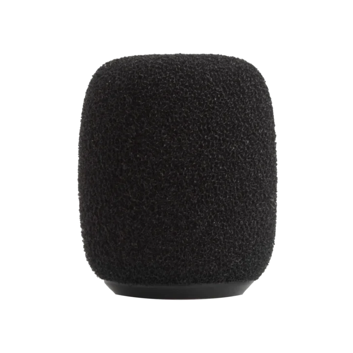 Shure RK183WS snap-fit windscreen with gray foam covering and attachment mechanism