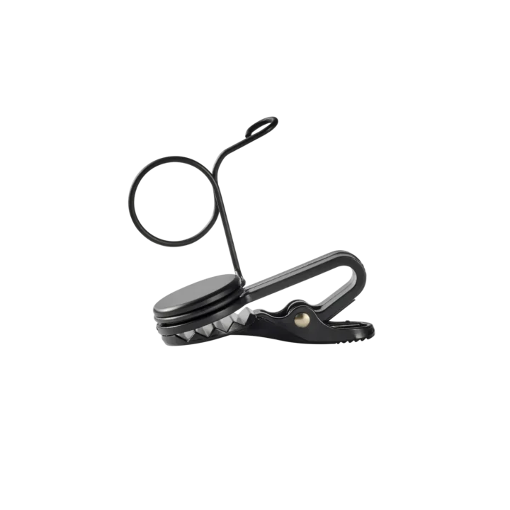 Shure RK187T1 Wl18Xm single-mount tie clip in black, front view product shot