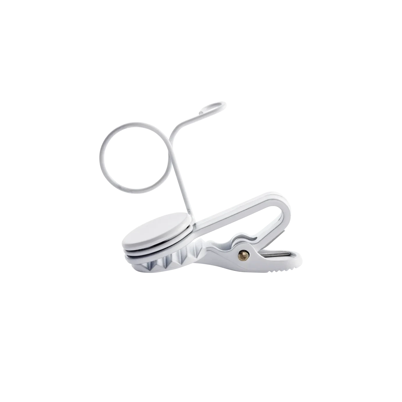 Shure RK187T1 Wl18Xm Single-Mount Tie Clip White Shure RK187T1 white single-mount tie clip for lavalier microphones front view