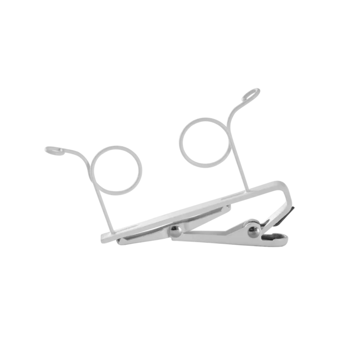Shure RK187T2 WL18Xm white dual-mount tie clip for lavalier microphones front view