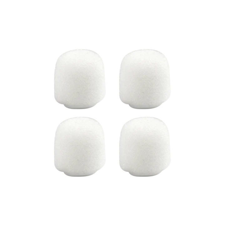 Shure RK187WS white snap-fit windscreen for WL18Xm lavalier microphone front view