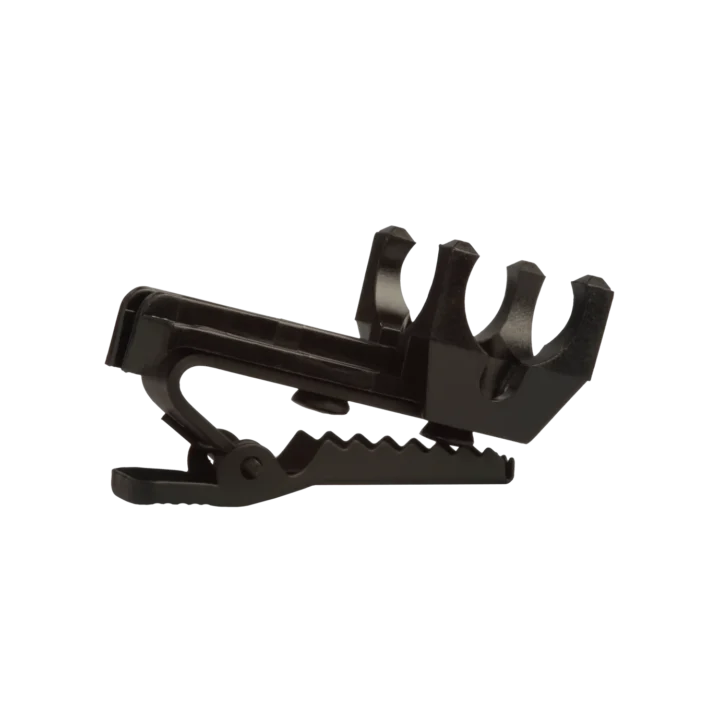 Shure RK240SB tie clip microphone stand adapter, front view with mounting hardware