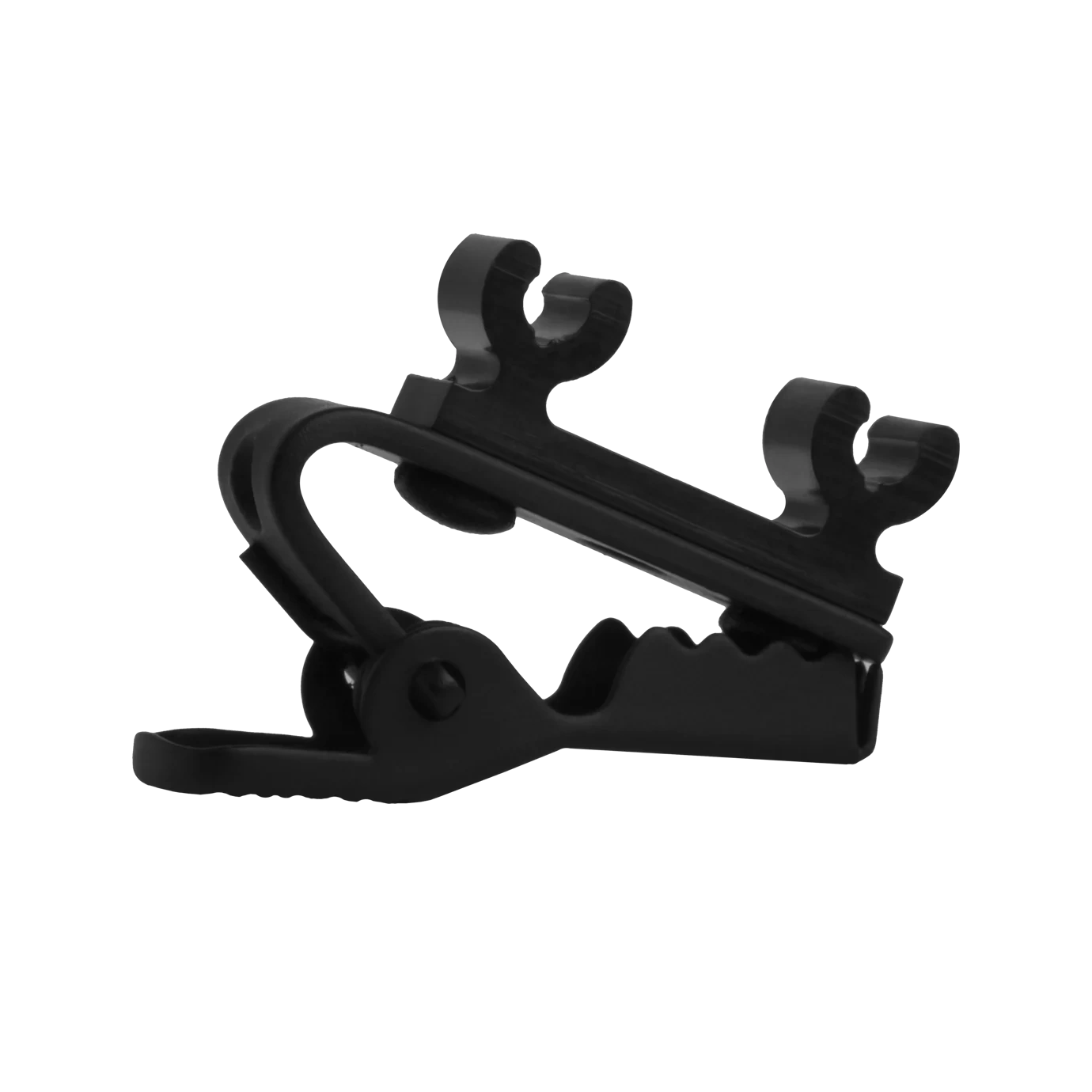 Shure RK307DB Dual Microphone Tie Clip Front View Shure RK307DB dual microphone tie clip with black finish and dual attachment points