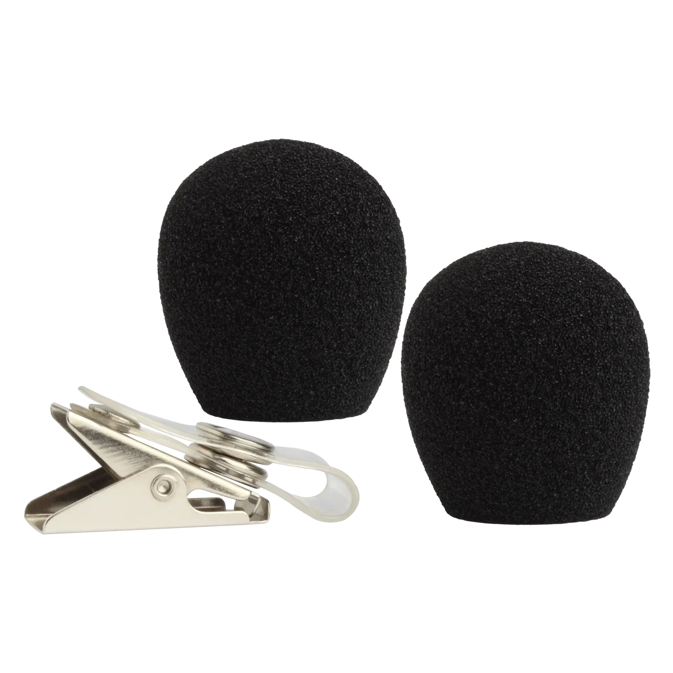 Shure RK318WS Headset Microphone Windscreen and Clip Shure RK318WS windscreen and clothing clip accessory for headset microphones, front view