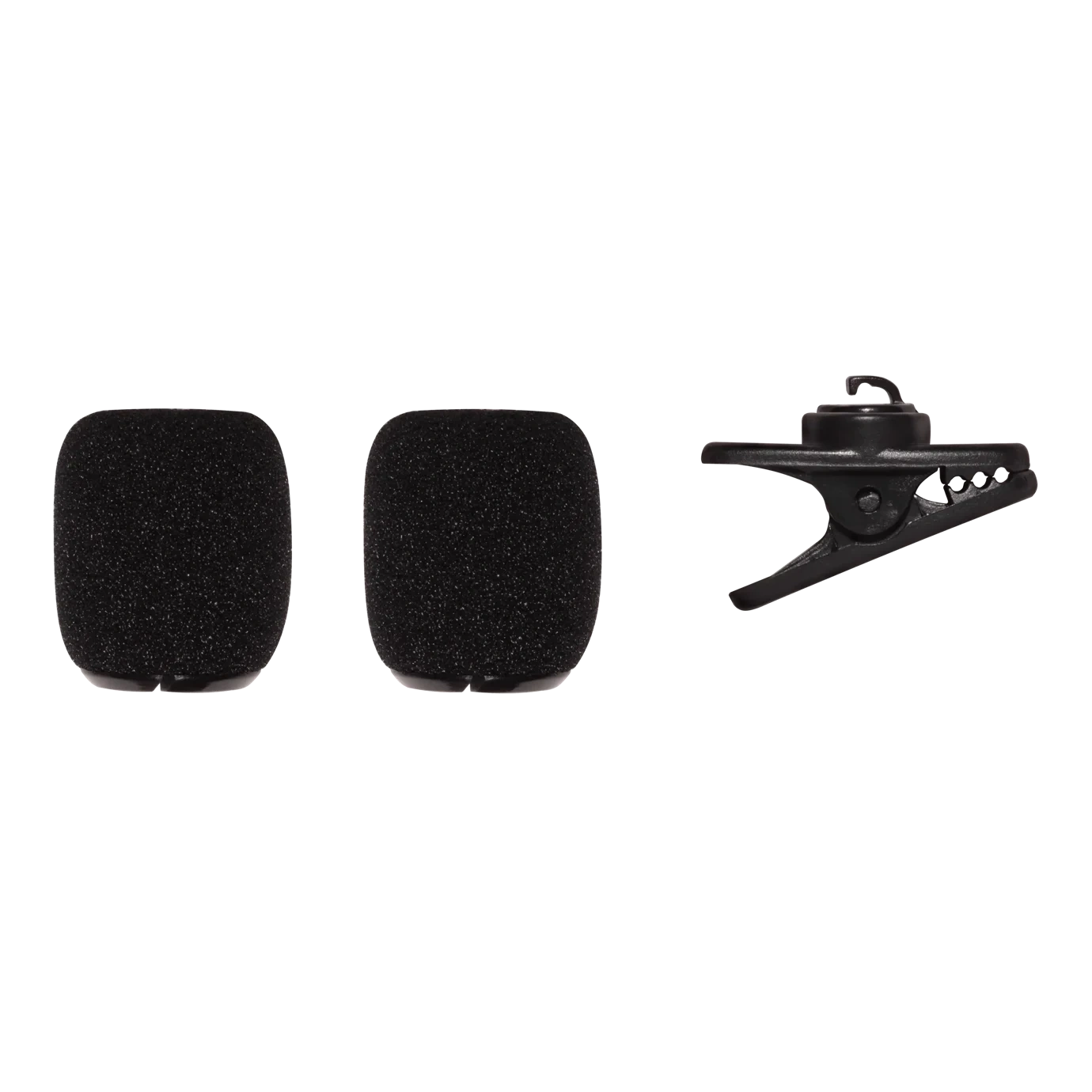 Shure RK378 Microphone Replacement Kit Front View Shure RK378 replacement kit with microphone clip and two foam windscreens for SM35