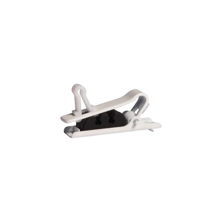Shure RPM40STC white single tie clip microphone accessory front view