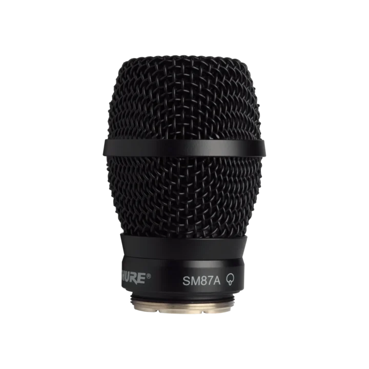 Shure RPW116 wireless microphone cartridge with SM87A capsule, front view showing grille and housing