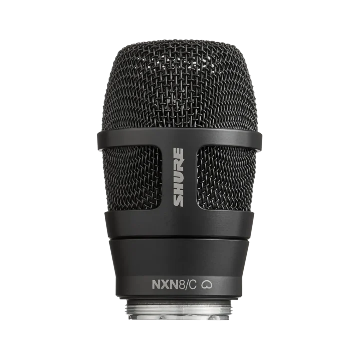 Shure RPW200 Nexadyne cardioid dynamic wireless microphone capsule in black, front view