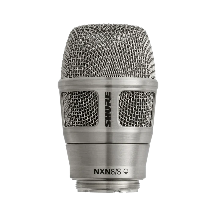 Shure RPW206 Nexadyne supercardioid dynamic wireless microphone capsule in nickel finish, front view