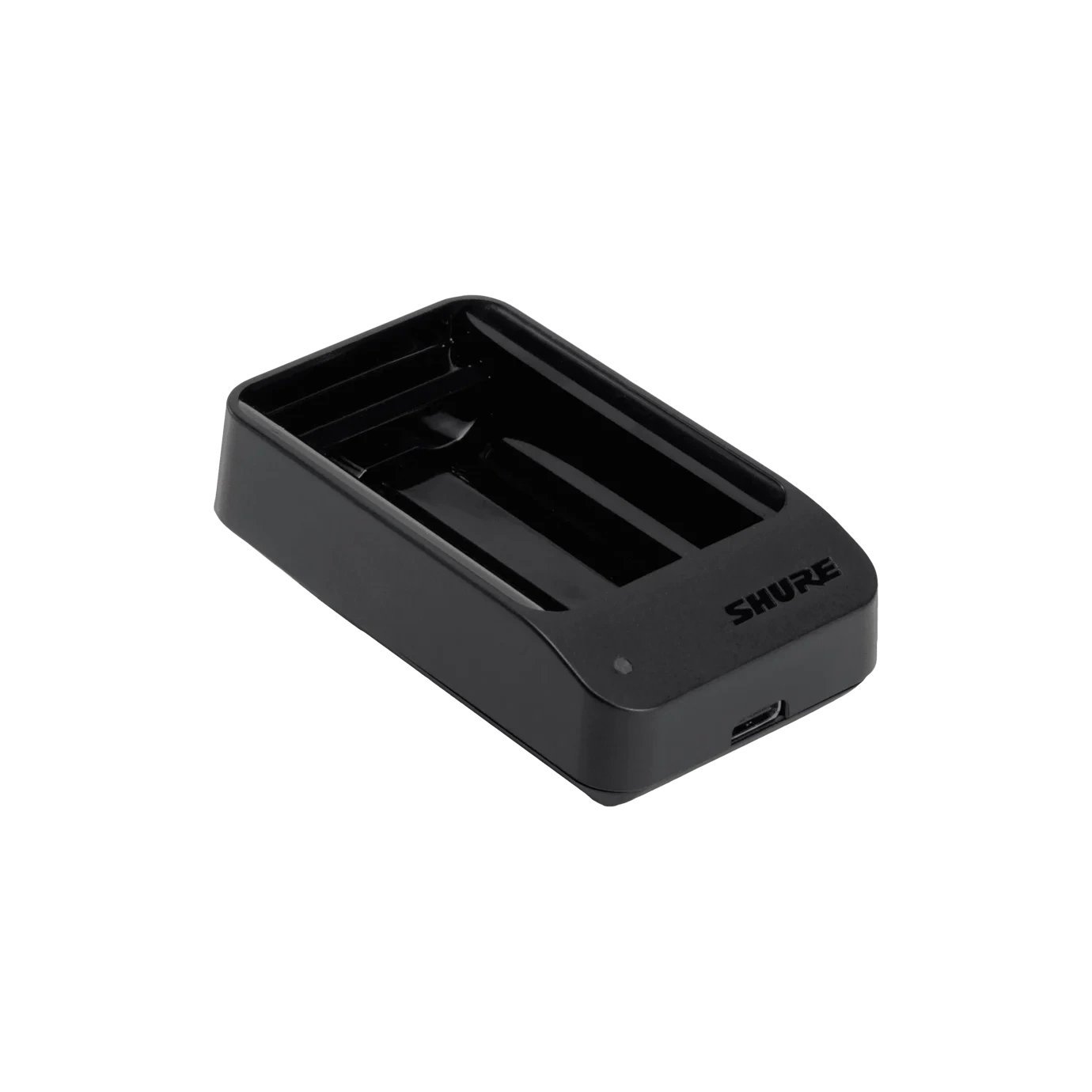 Shure SBC10-903 Battery Charger Front View Shure SBC10-903 dual-bay battery charger with LED indicators and power input connections