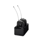 Shure SBC203 battery charger showing charging contacts and indicator lights detail