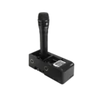Shure SBC240 networked docking charger with two battery bays in professional studio application setup