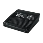 Shure SBC250 two-bay networked charging station showing charging bay detail and connection ports