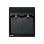 Shure SBC250 dual-bay networked charging station with front-facing display and charging ports