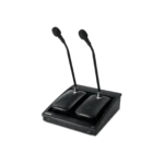 Shure SBC250 dual-bay networked charging station with illuminated status indicators and network connectivity ports