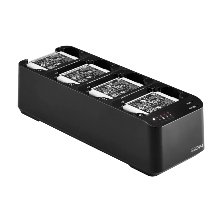 Shure SBC441 Axient Digital PSM 4-bay docking charger with four charging slots and status indicators