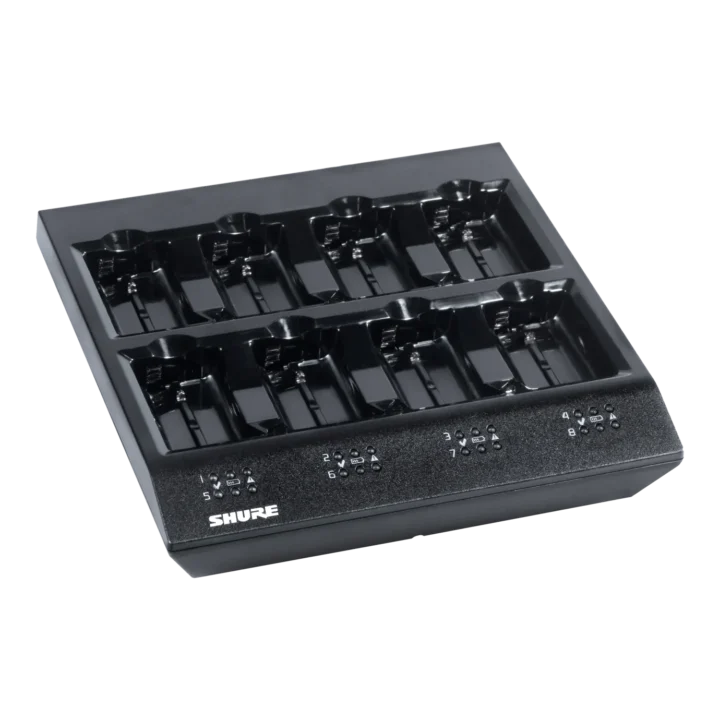 Shure SBC800 8-Up Battery Charger with eight charging slots and LED status indicators