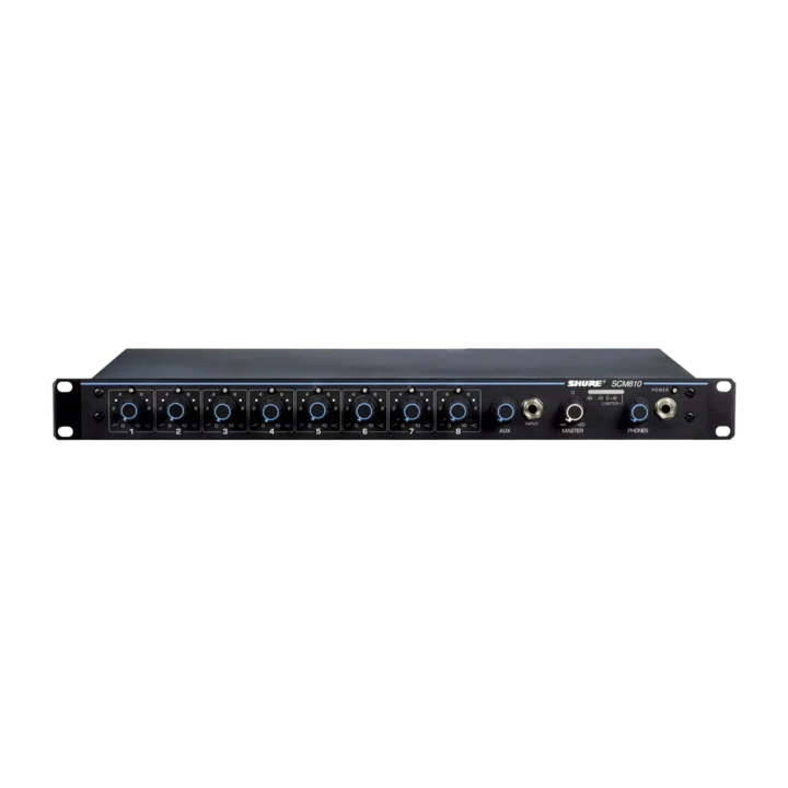 Shure SCM810 eight channel automatic mixer with front panel controls and input channels