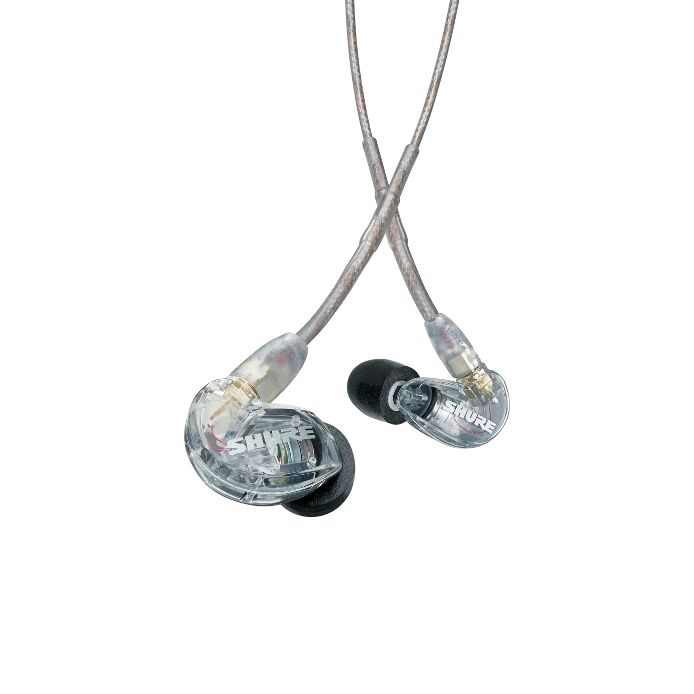 Shure SE215 Professional Sound Isolating Earphones Clear Shure SE215 professional sound isolating earphones in clear with secure-fit earpieces and detachable cable