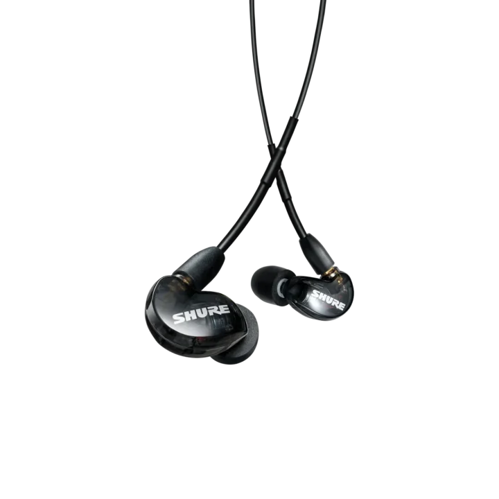 Shure SE215 professional sound isolating earphones in black with secure-fit earpieces and cable