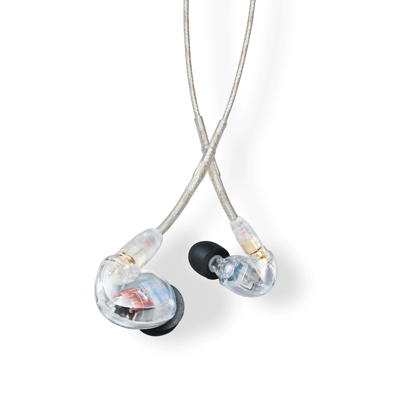 Shure SE425 Professional Sound Isolating Earphones Front View Shure SE425 professional sound isolating earphones with dual balanced armature drivers and secure fit design