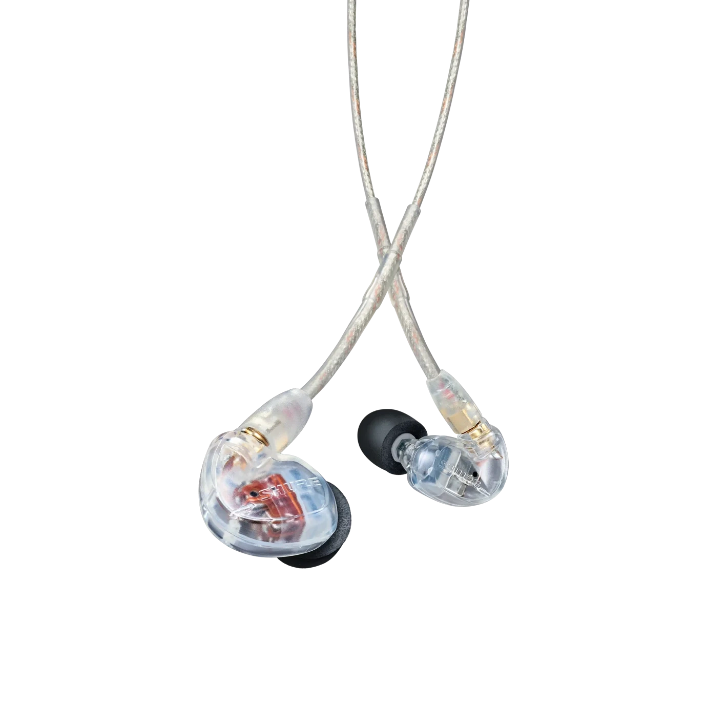 Shure SE535 Professional Sound Isolating Earphones Front View Shure SE535 professional sound isolating earphones with triple-driver configuration and detachable cables