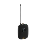 Shure SLXD1+ wireless bodypack transmitter showing controls and connectivity ports in detail