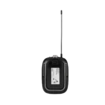 Shure SLXD1+ wireless bodypack transmitter showing side profile with antenna and control interface